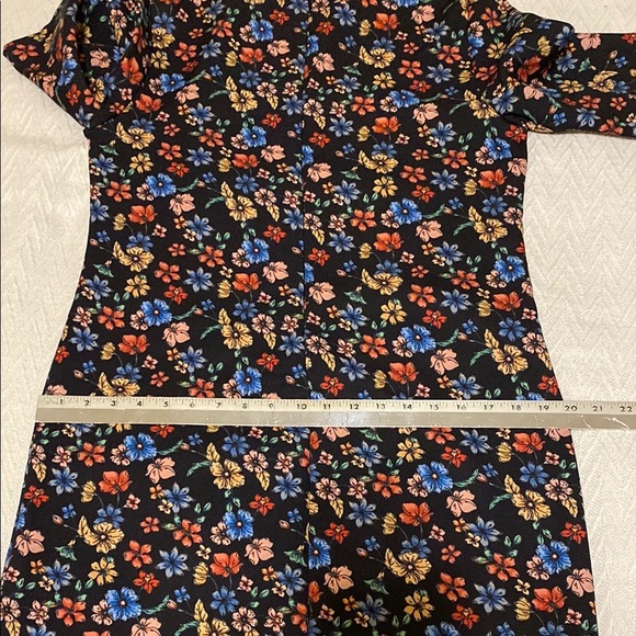 Anthropologie Black with Colourful Floral Short Sleeved Structured Mini Dress - Picture 9 of 12